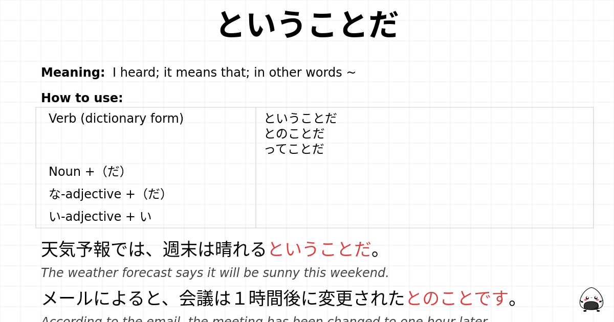 JLPT N3 Grammar: ということだ - jlpt.amgidex.com