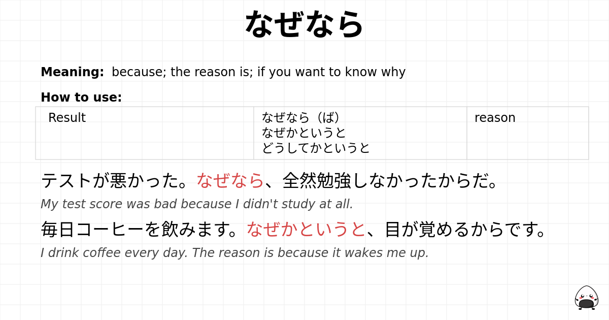 JLPT N3 Grammar: なぜなら - jlpt.amgidex.com