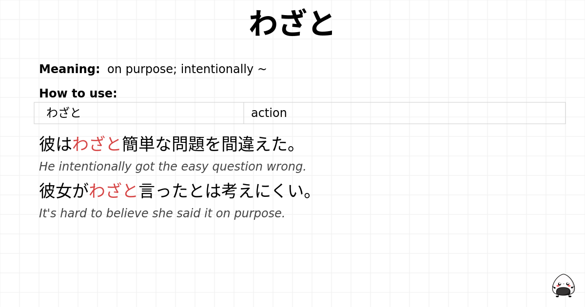 JLPT N3 Grammar: わざと - jlpt.amgidex.com