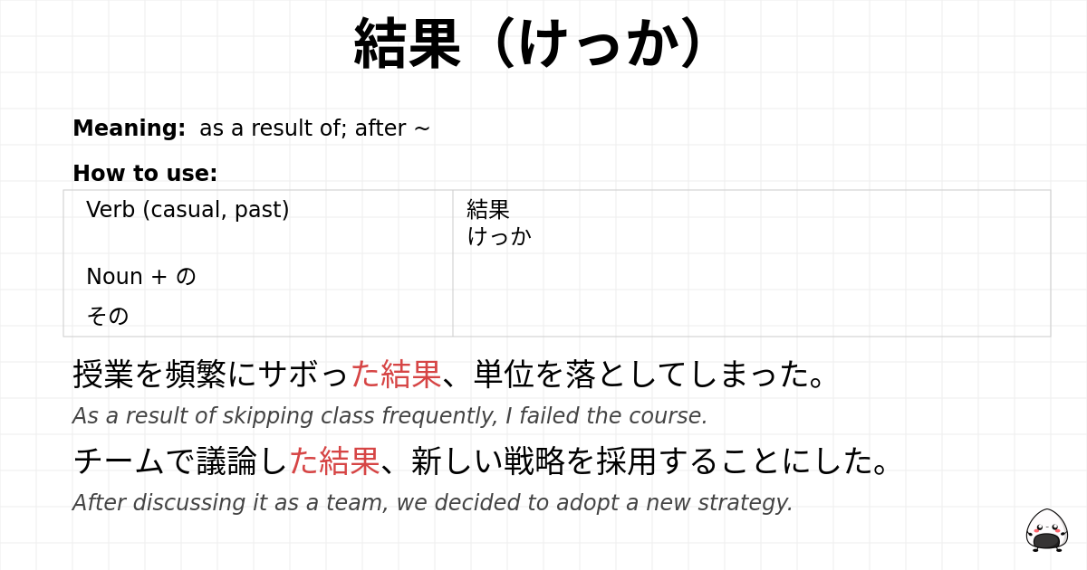 結果（けっか） flashcard