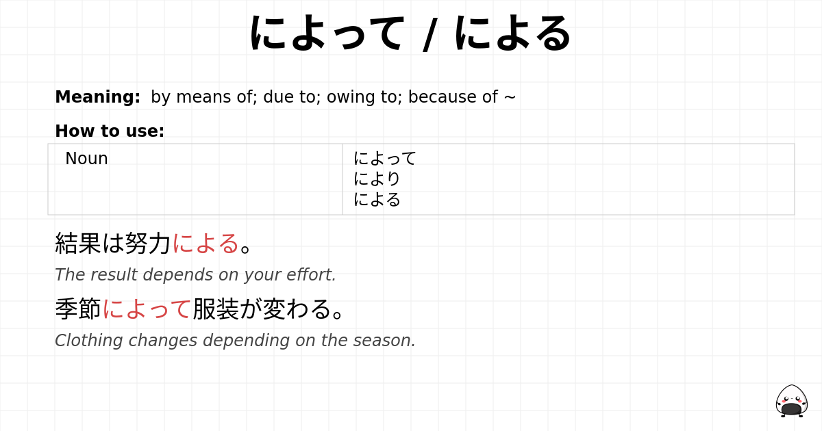 によって / による flashcard