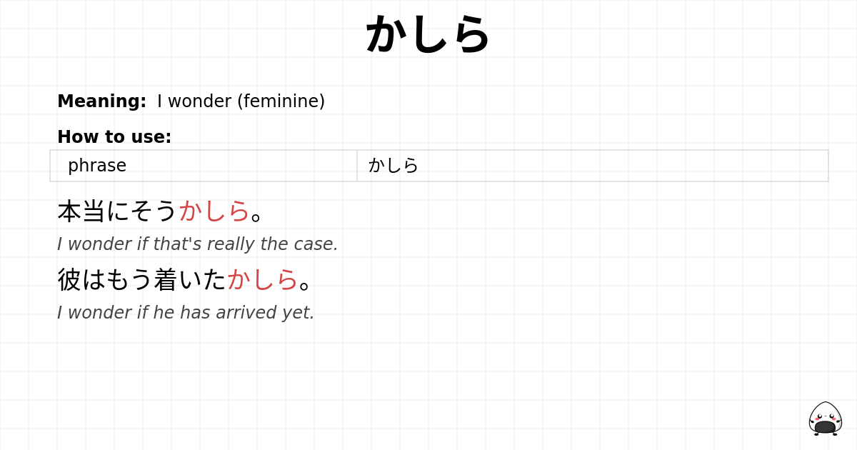 JLPT N4 Grammar: かしら - jlpt.amgidex.com