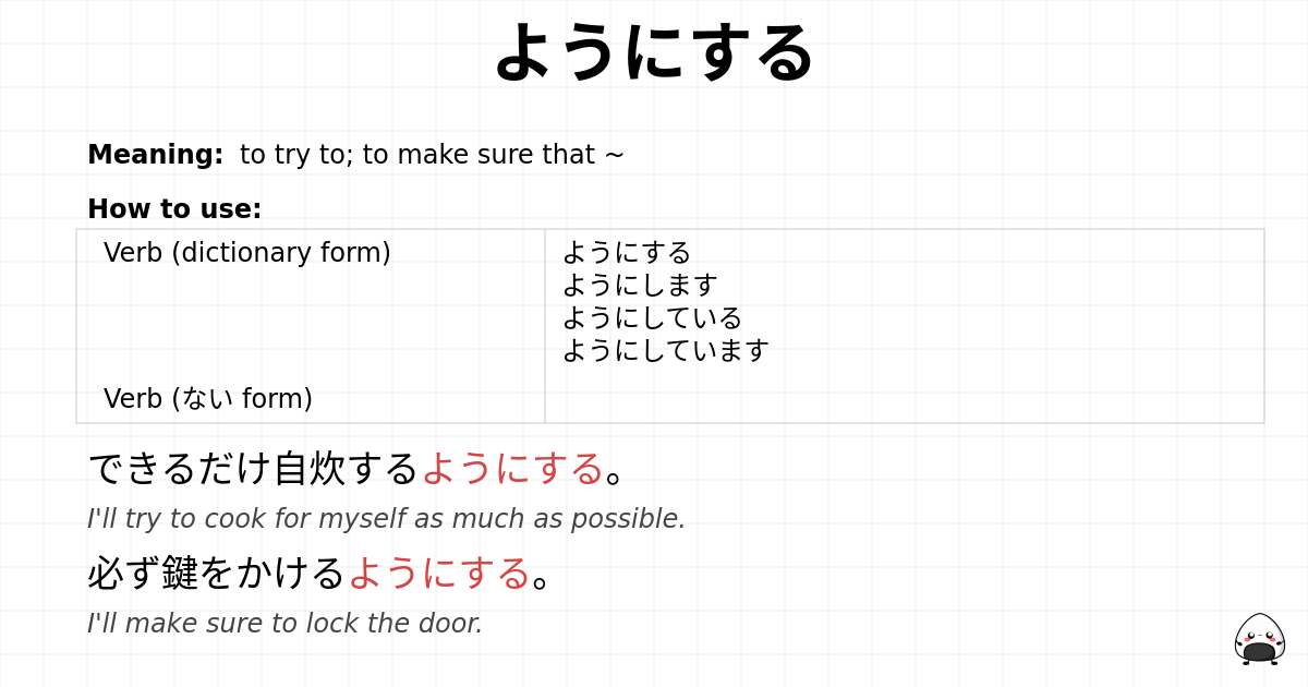 JLPT N4 Grammar: ようにする - jlpt.amgidex.com