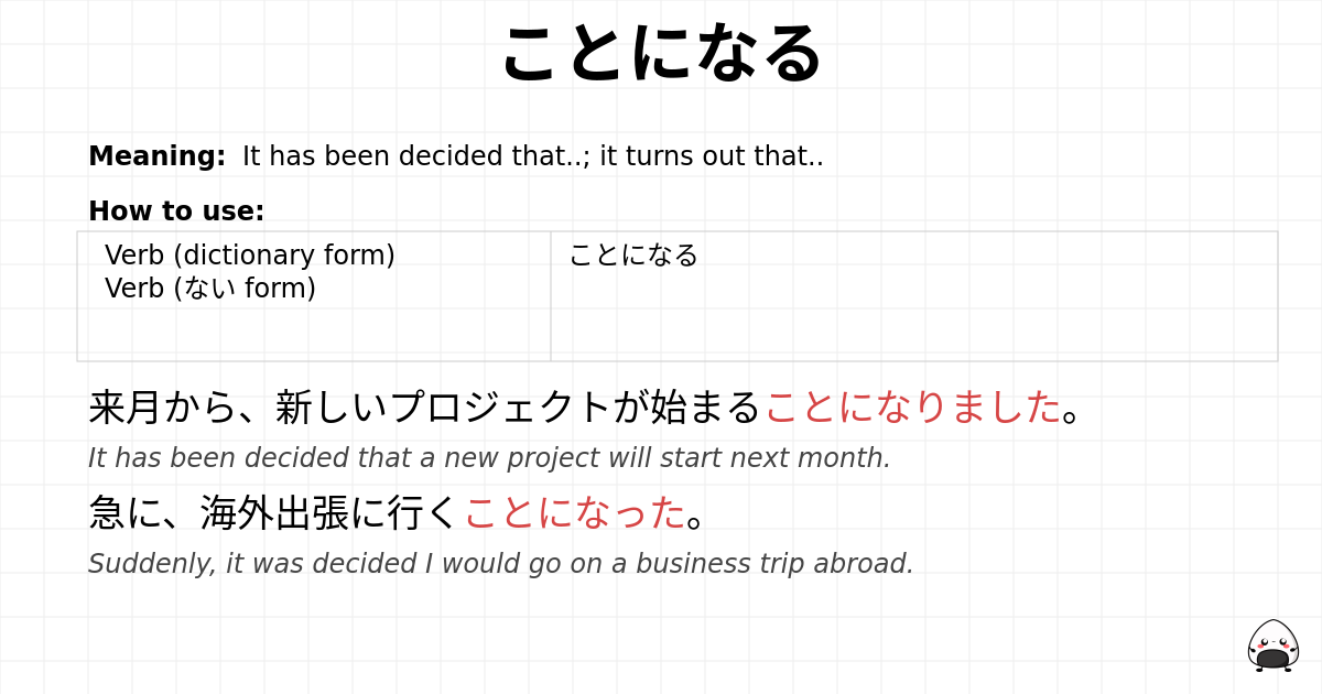 ことになる flashcard