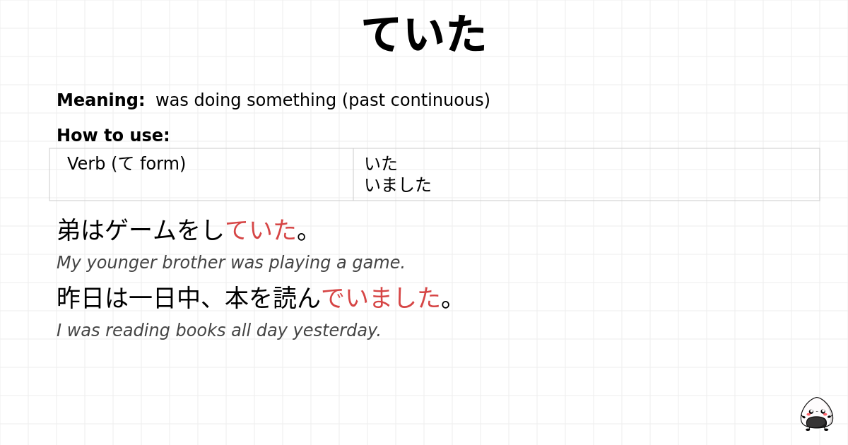 ていた flashcard