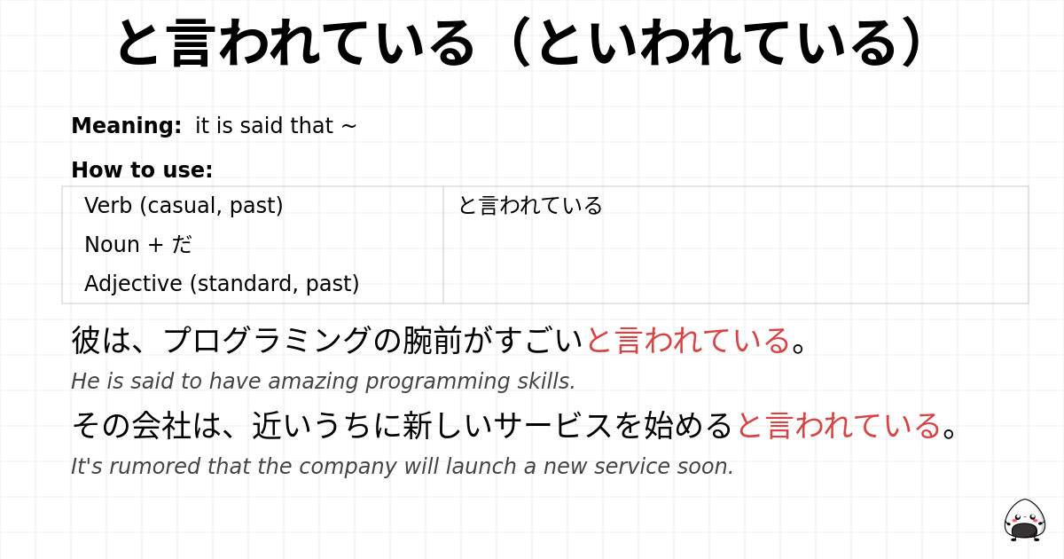 と言われている（といわれている） flashcard
