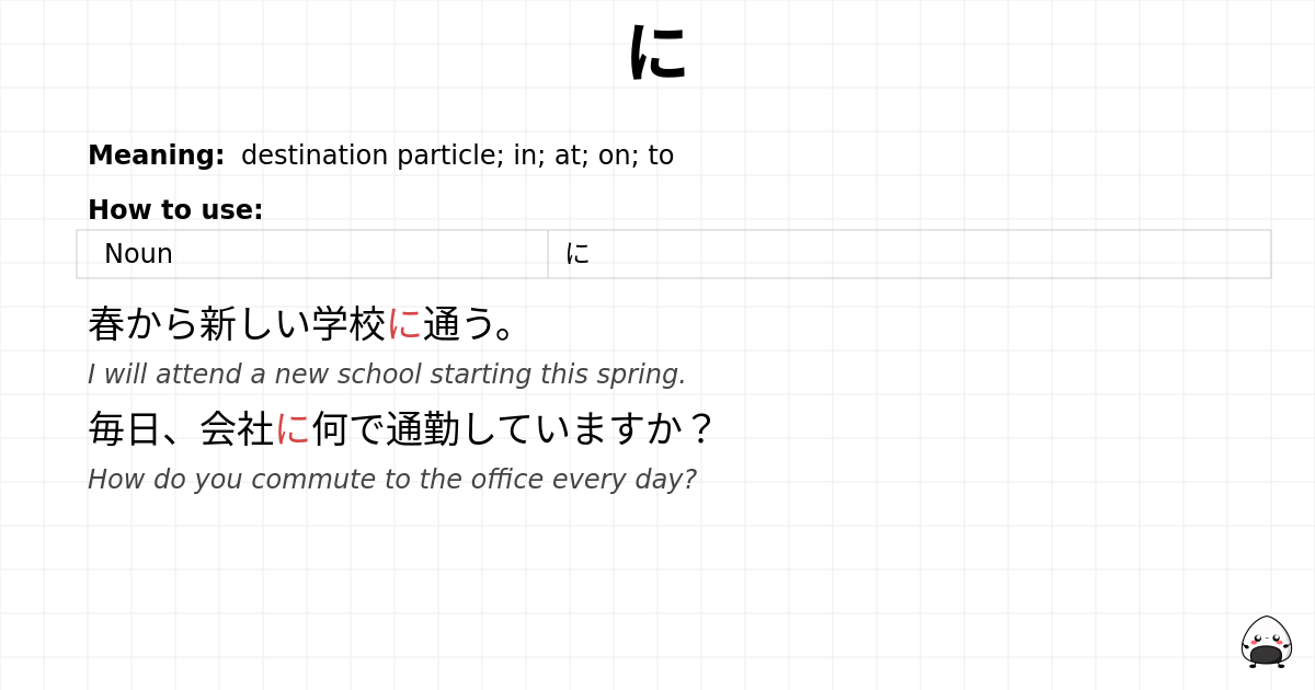 JLPT N5 Grammar: に - jlpt.amgidex.com