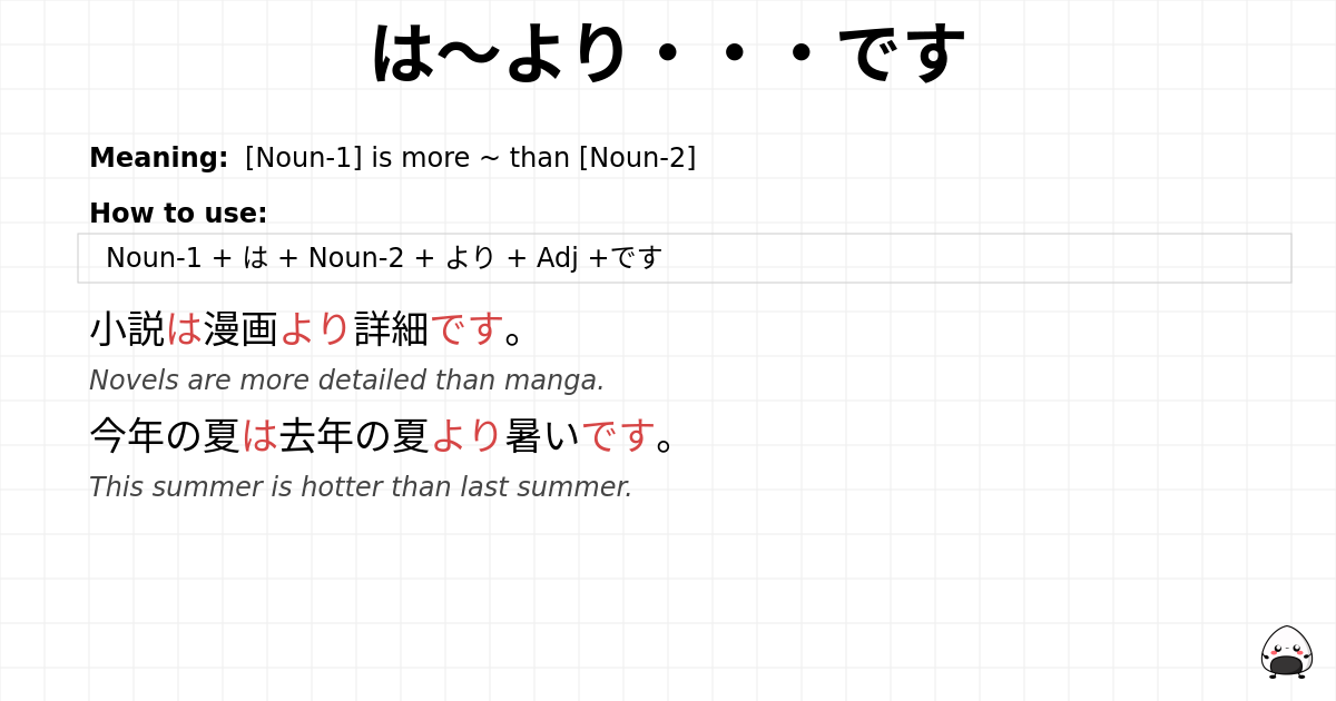 は〜より・・・です flashcard